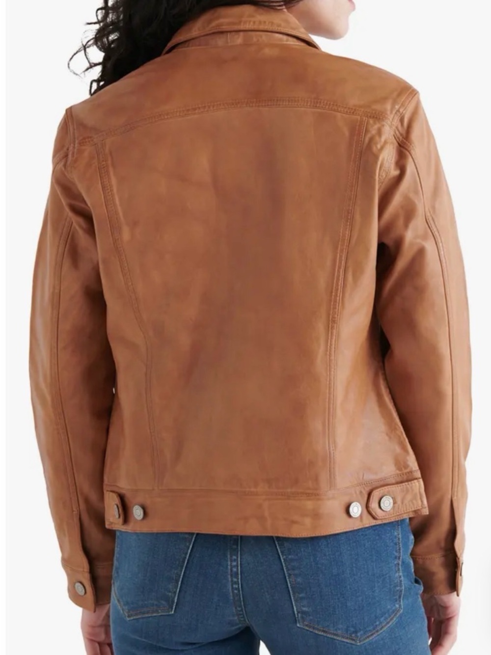 Lucky Brand Cognac Leather Trucker Jacket - Picture 6 of 6